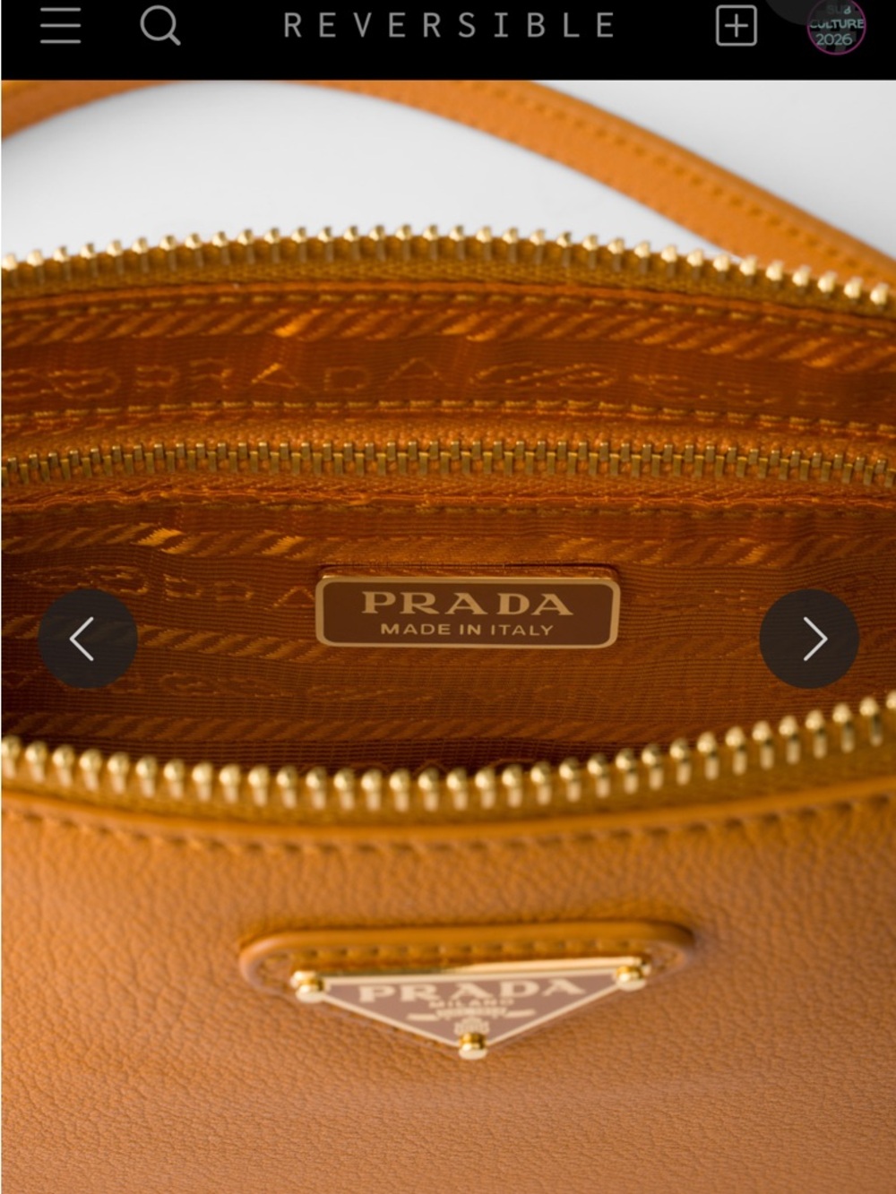 Authentic Prada orange brown gold small should bag purse pouch new with tags - Picture 4 of 12